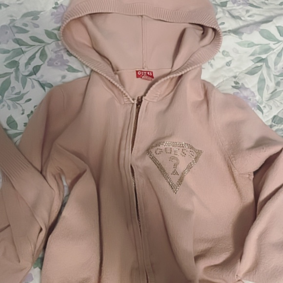 guess sweater baby pink, pink champagne colored gems - Picture 1 of 2